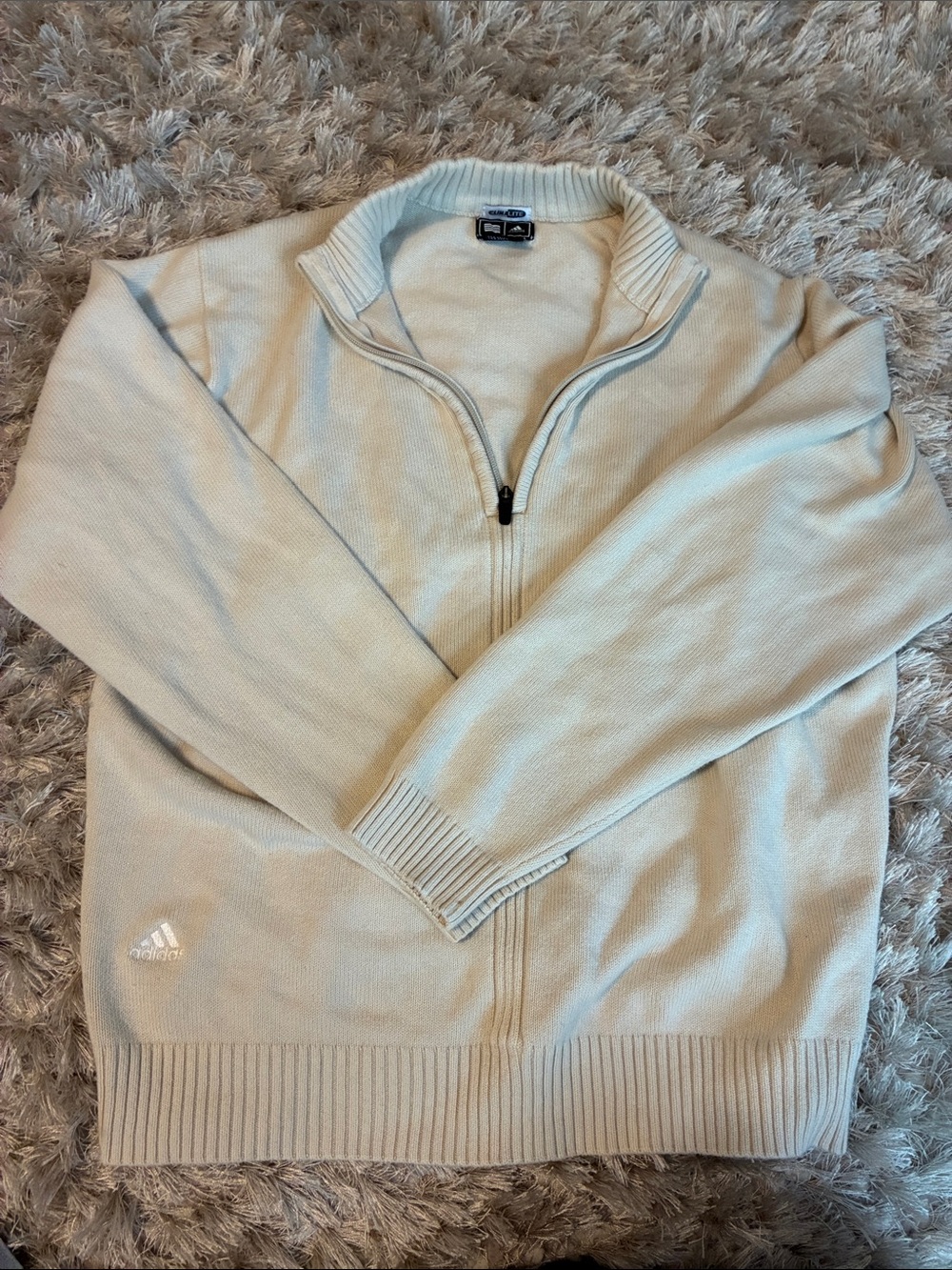 adidas Men’s Cream 1/4 zip Knit Sweater